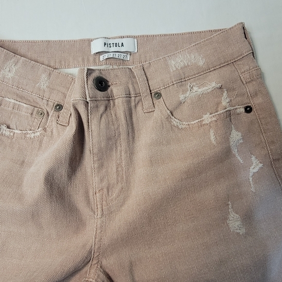 PISTOLA 27-IN Blush Mid Rise Skinny Distressed denim jean with whiskering - Picture 4 of 12